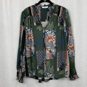 Avara Women’s Boho Peasant Top Smocked sz Medium